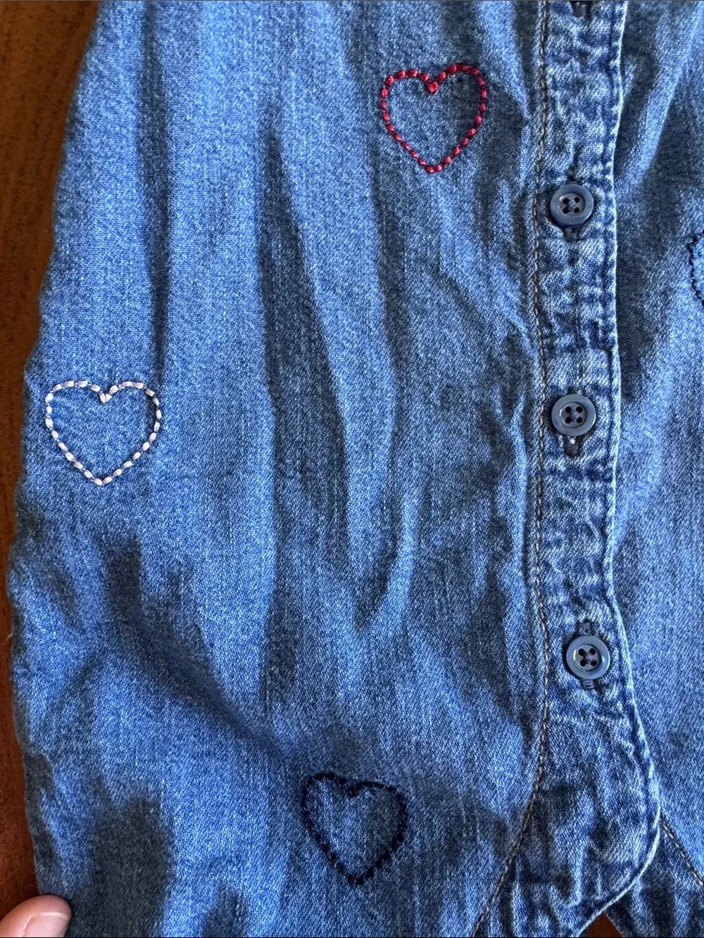 GAP Blue Denim Heart-Embroidered jumper